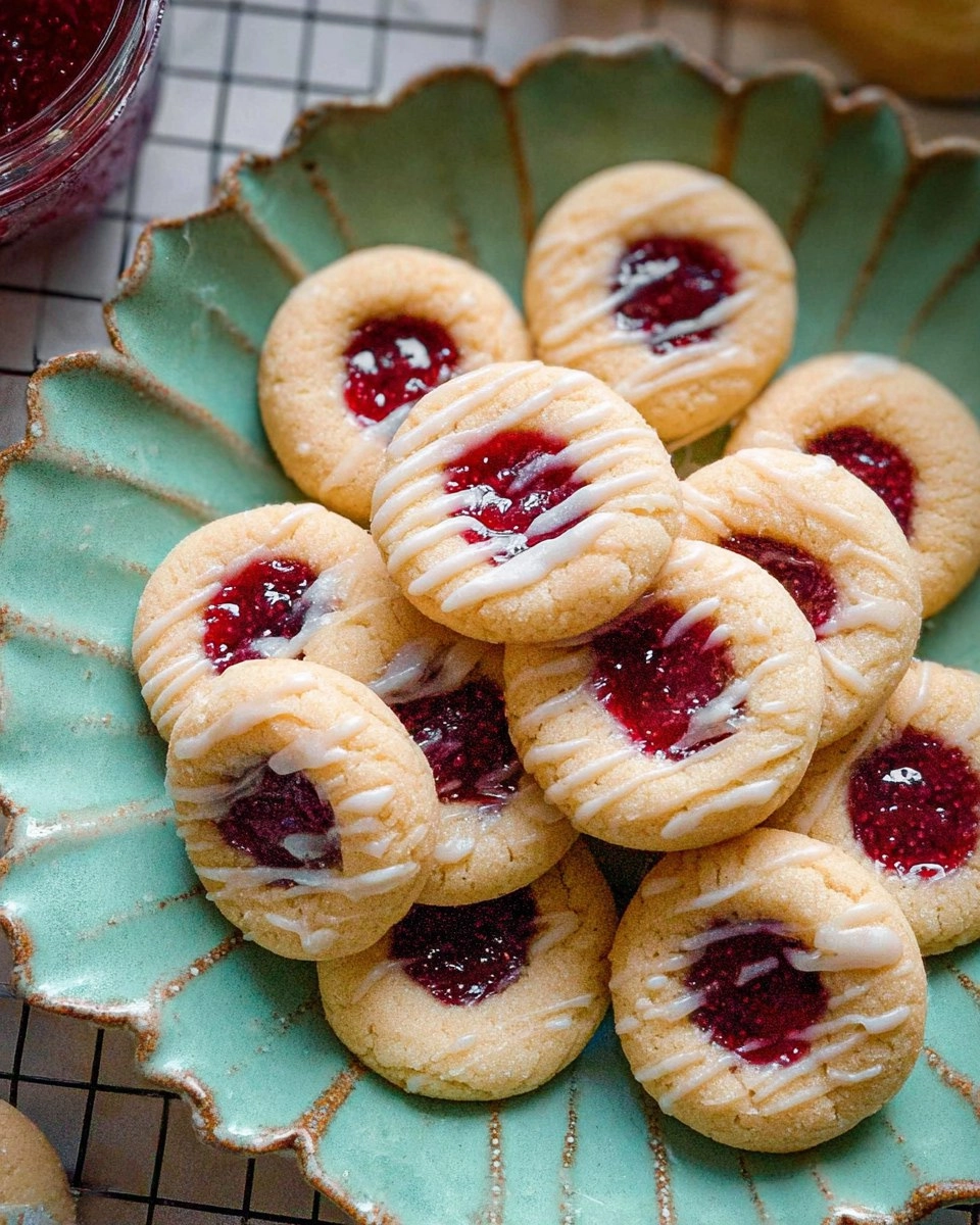 Raspberry Almond Thumbprint Cookies