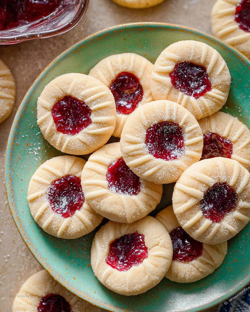 Raspberry Almond Thumbprint Cookies