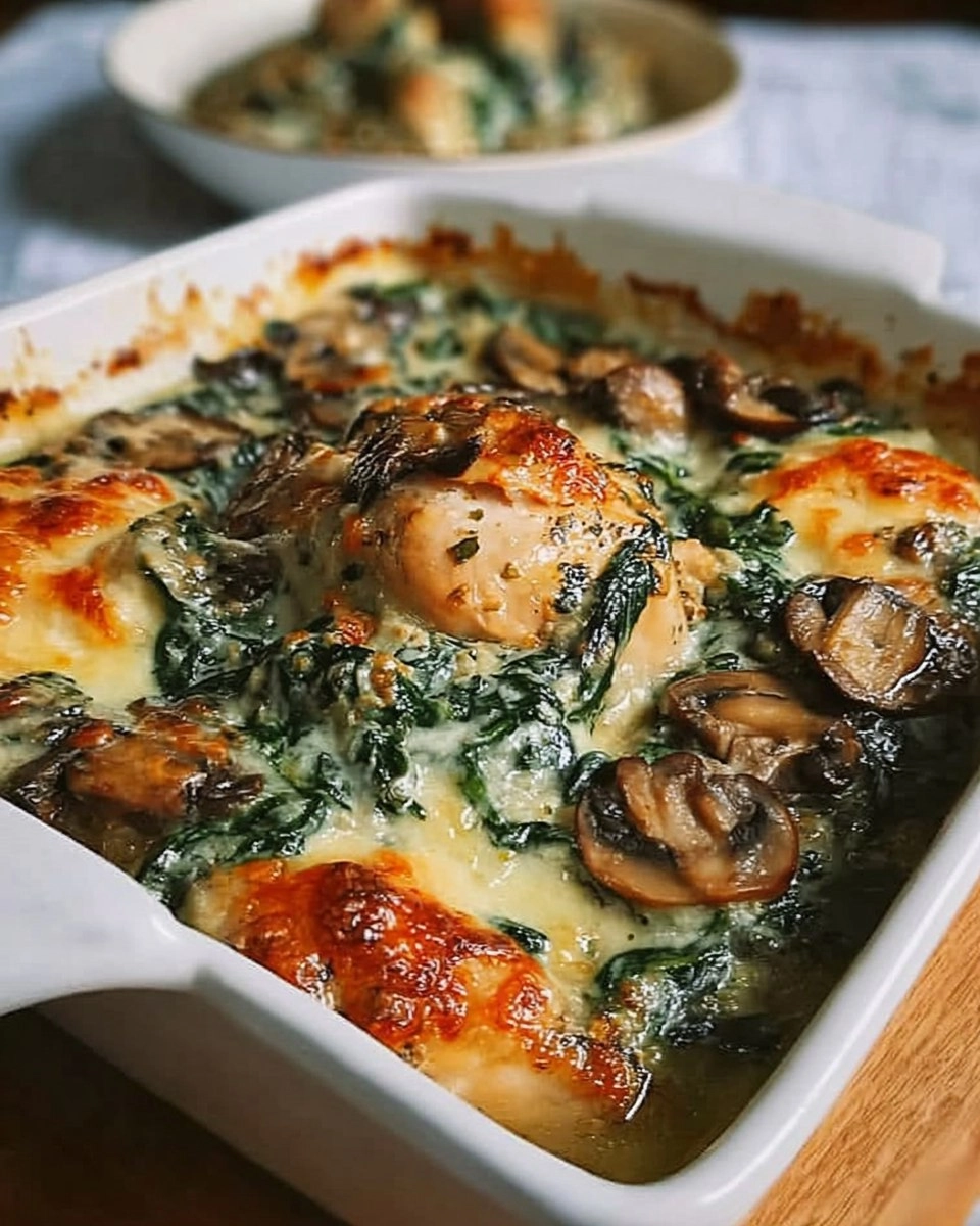 Chicken Spinach Mushroom Low Carb Oven Dish