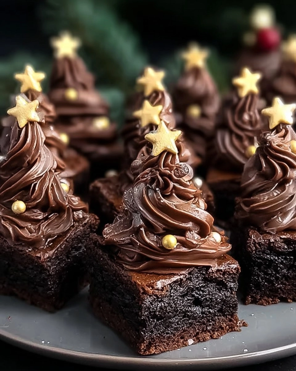 Christmas Tree Brownies with Chocolate Buttercream Bliss