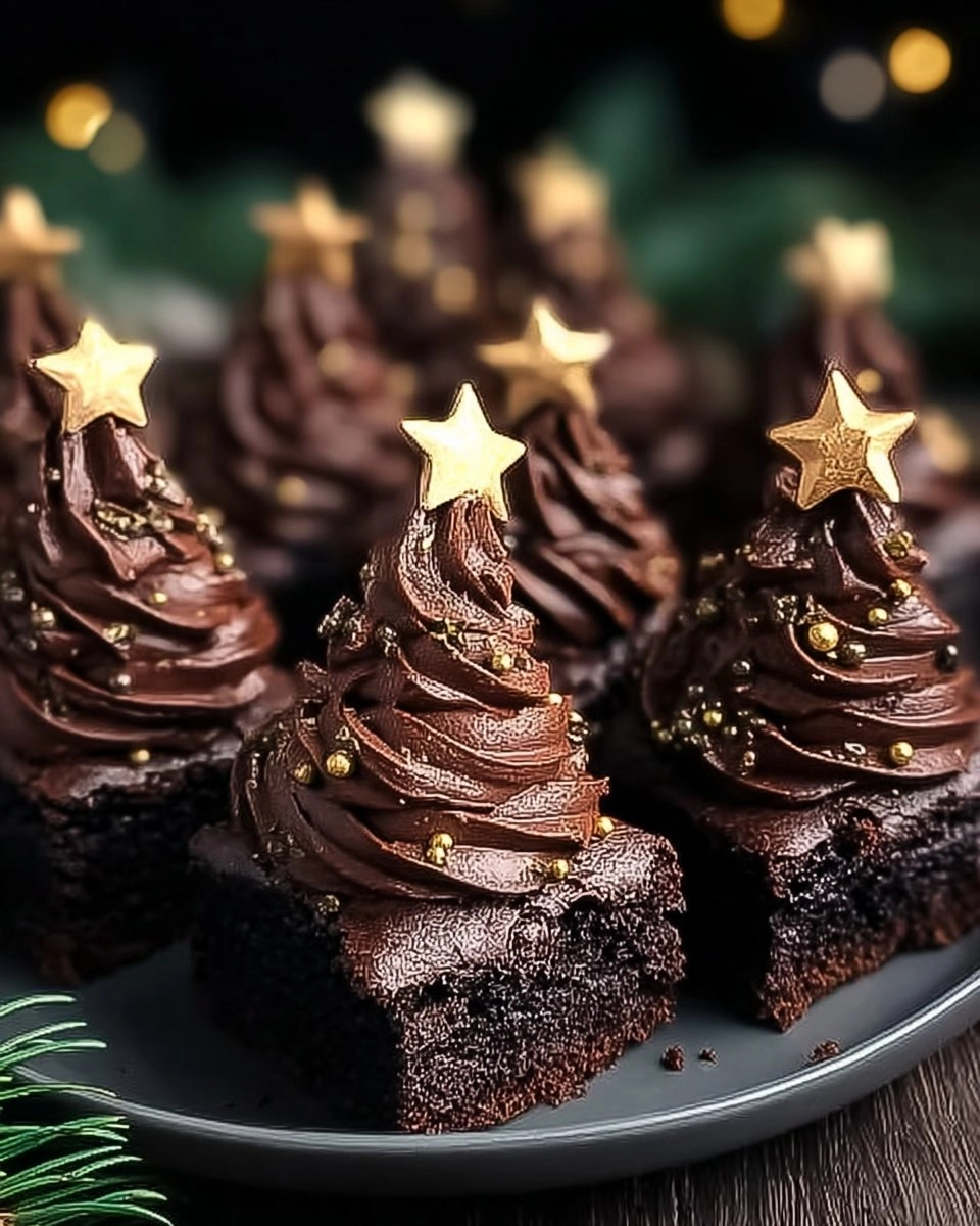Christmas Tree Brownies with Chocolate Buttercream Bliss