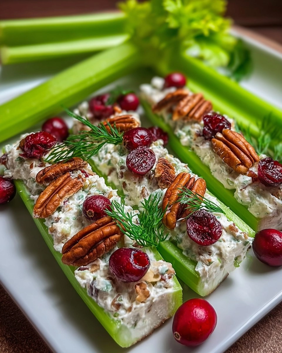 Cranberry Pecan Holiday Celery Boats