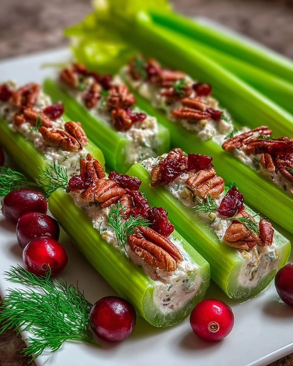 Cranberry Pecan Holiday Celery Boats