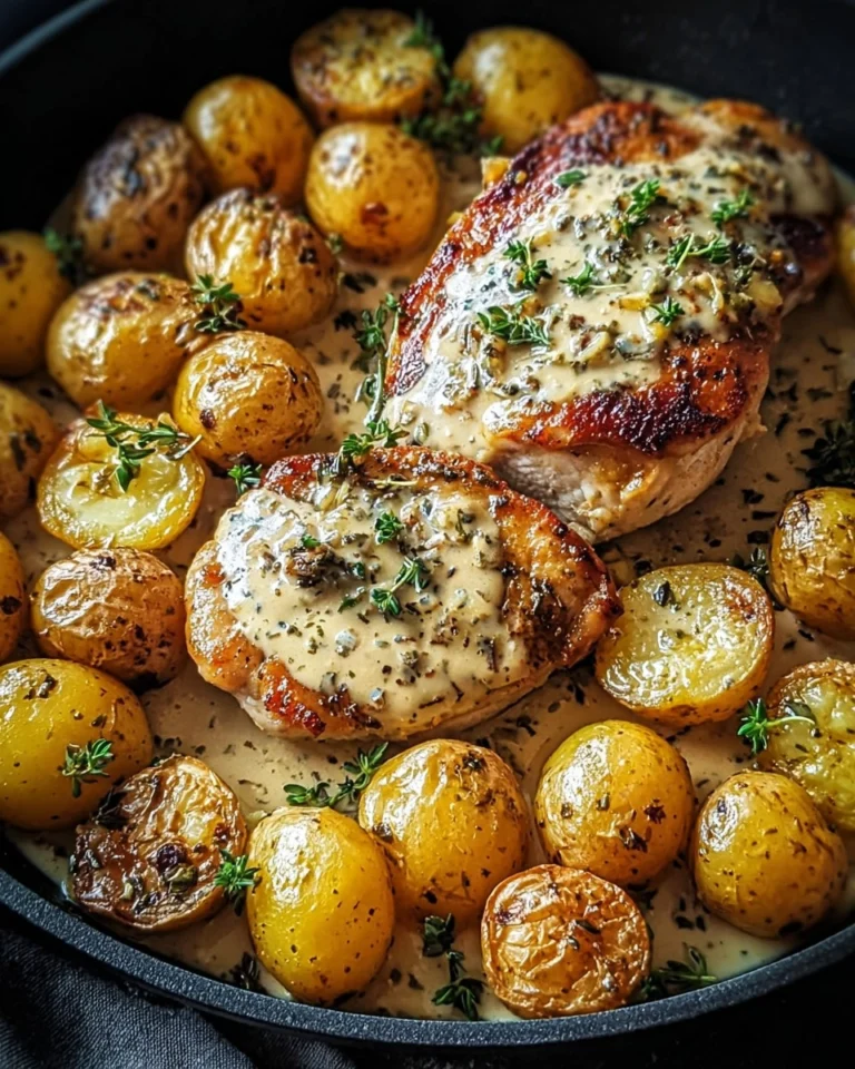 Creamy-Garlic-Chicken-with-Roasted-Baby-Potatoes-Recipe
