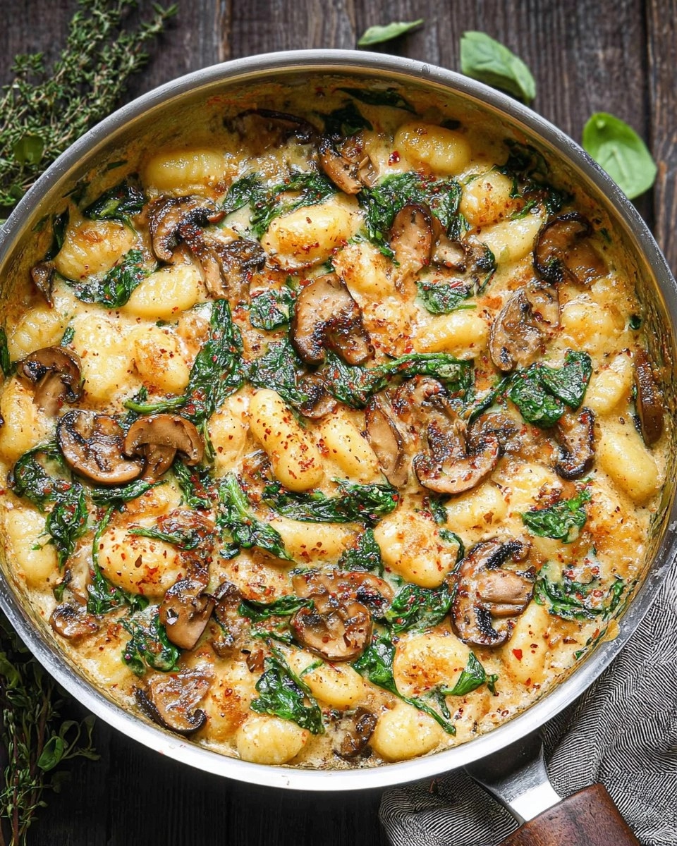 Creamy Spinach and Mushroom Gnocchi