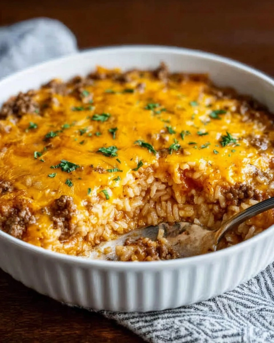 Healthy Cheesy Ground Beef Rice Casserole