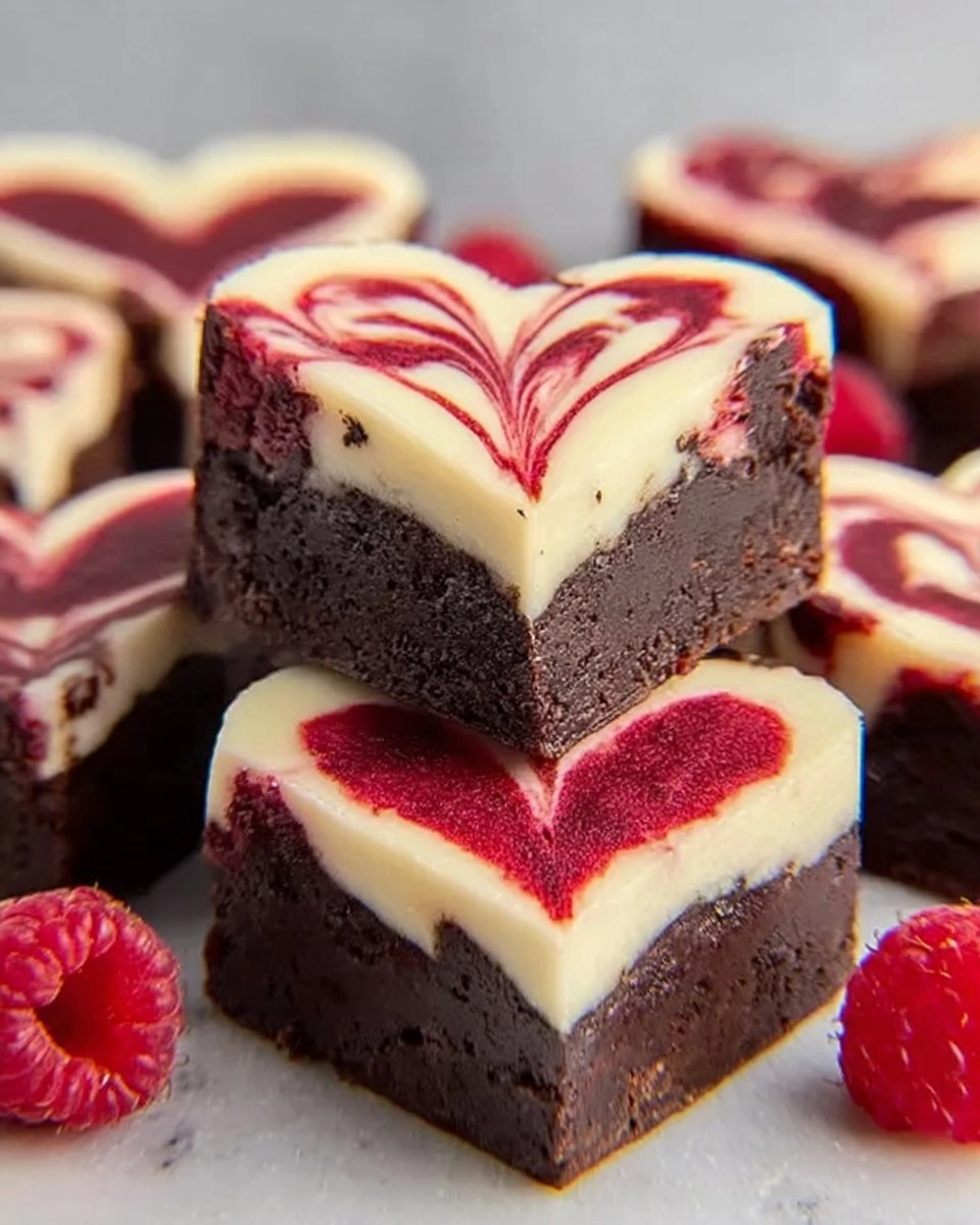 Heart Shaped Brownies with Raspberry Swirl and Cheesecake Topping 105 Heart Shaped Brownies with Raspberry Swirl and Cheesecake Topping