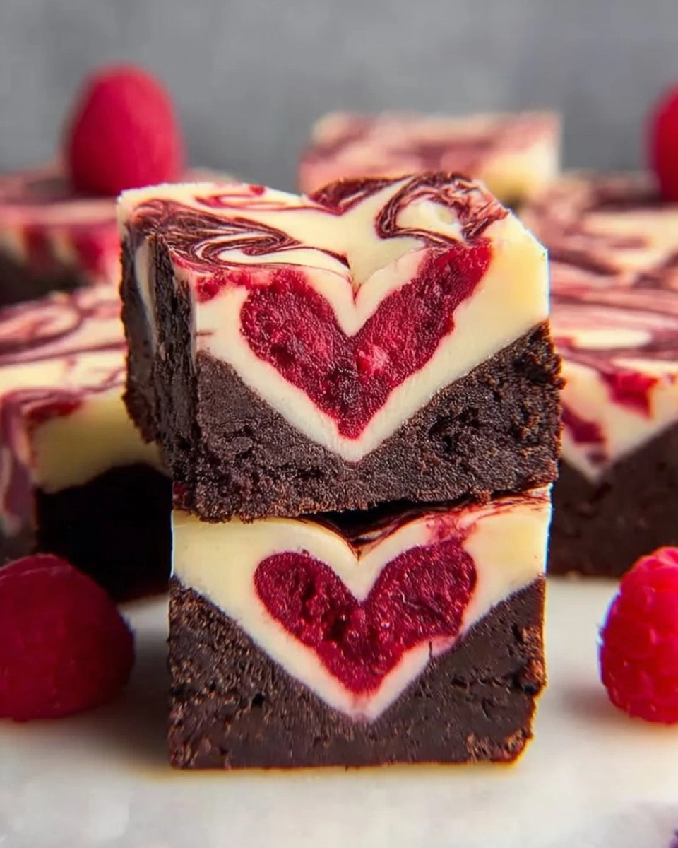 Heart Shaped Brownies with Raspberry Swirl and Cheesecake Topping 107 Heart Shaped Brownies with Raspberry Swirl and Cheesecake Topping