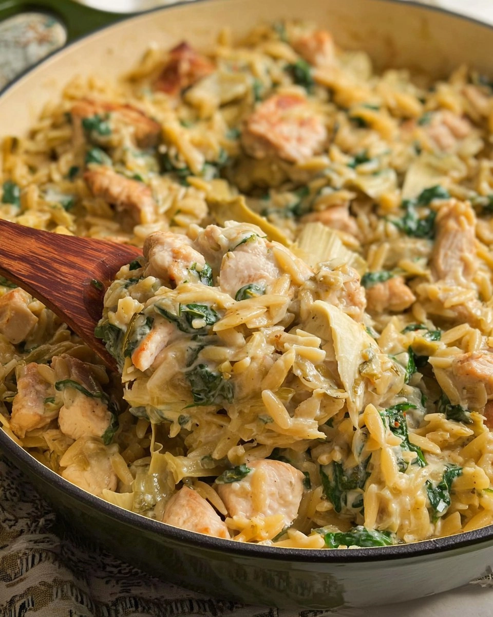 One Pan Spinach Artichoke Chicken Orzo 136 One Pan Spinach Artichoke Chicken Orzo