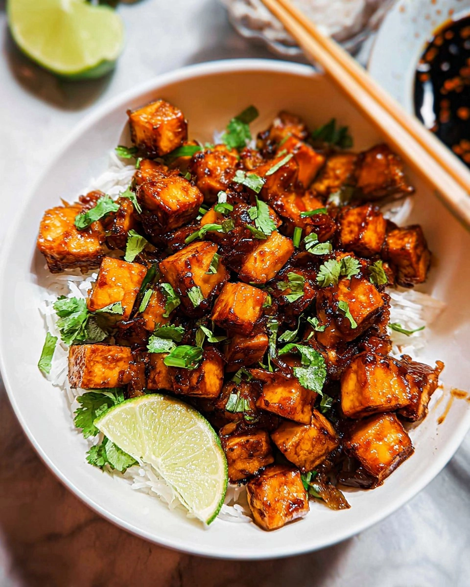 Sticky Panfried Garlic Lime Tofu