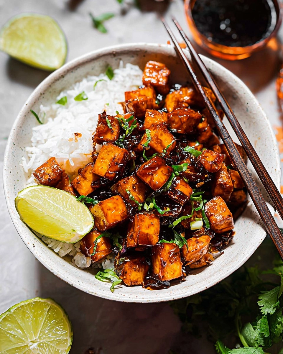 Sticky Panfried Garlic Lime Tofu