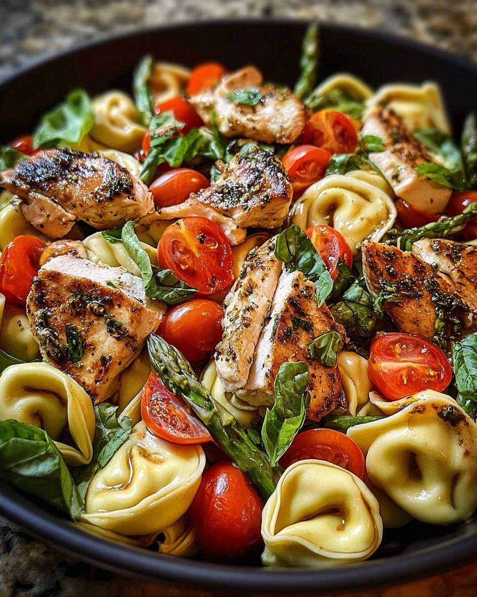 Warm Balsamic Chicken Tortellini Salad