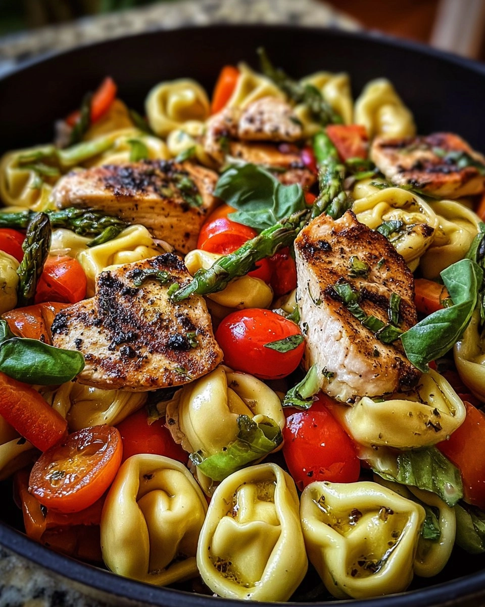 Warm Balsamic Chicken Tortellini Salad