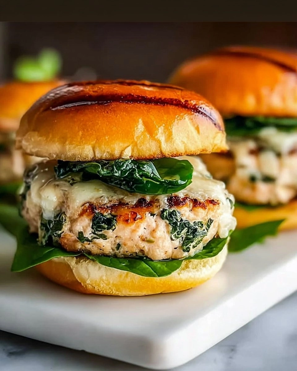 White Cheddar Spinach Chicken Burgers