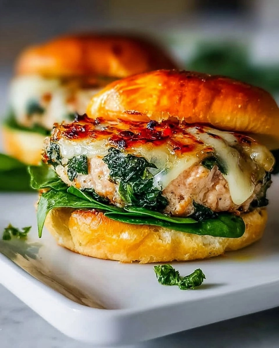 White Cheddar Spinach Chicken Burgers