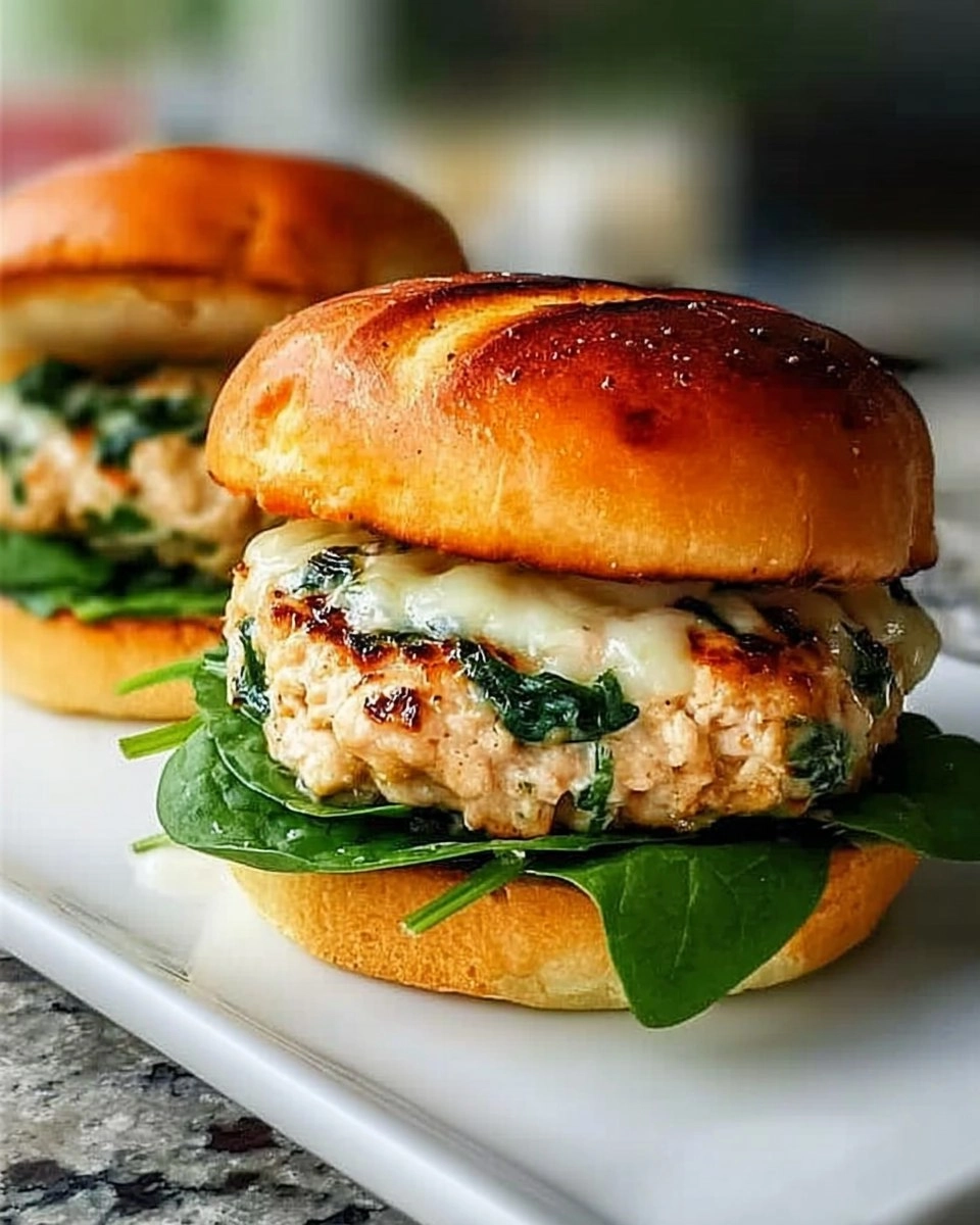 White Cheddar Spinach Chicken Burgers