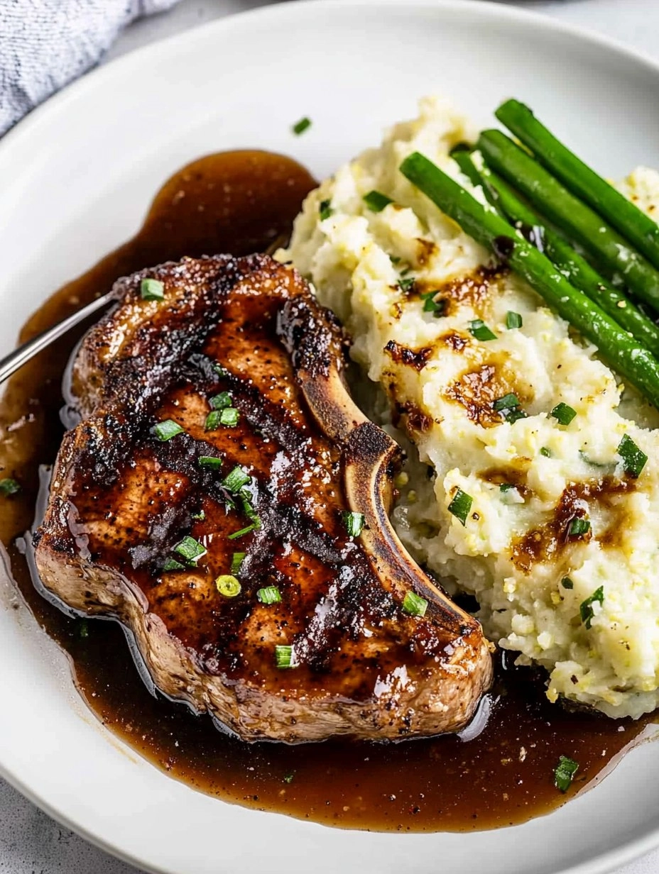 Balsamic Pork Chops with Cauli Mash 86 Balsamic Pork Chops with Cauli Mash
