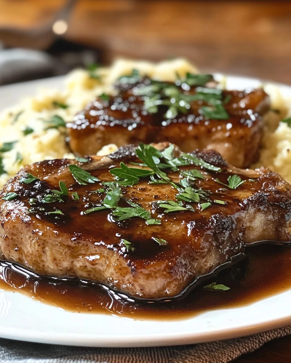 Balsamic Pork Chops with Cauli Mash 87 Balsamic Pork Chops with Cauli Mash