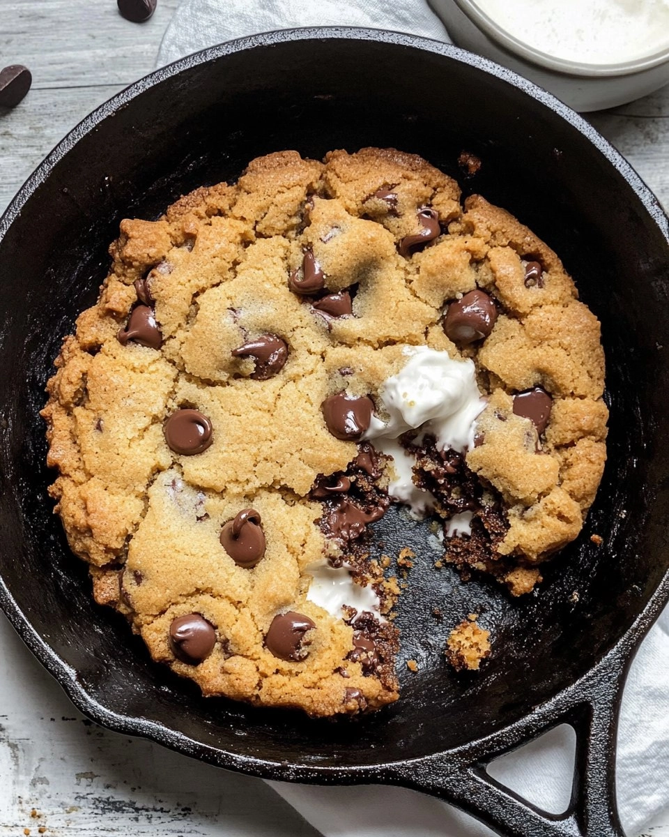 Chewy Gooey Chocolate Chip Skillet Cookie