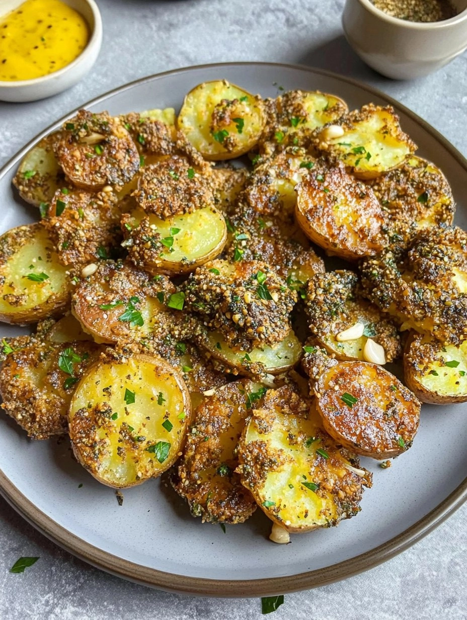 Crispy Smashed Potatoes with Garlic & Za'atar