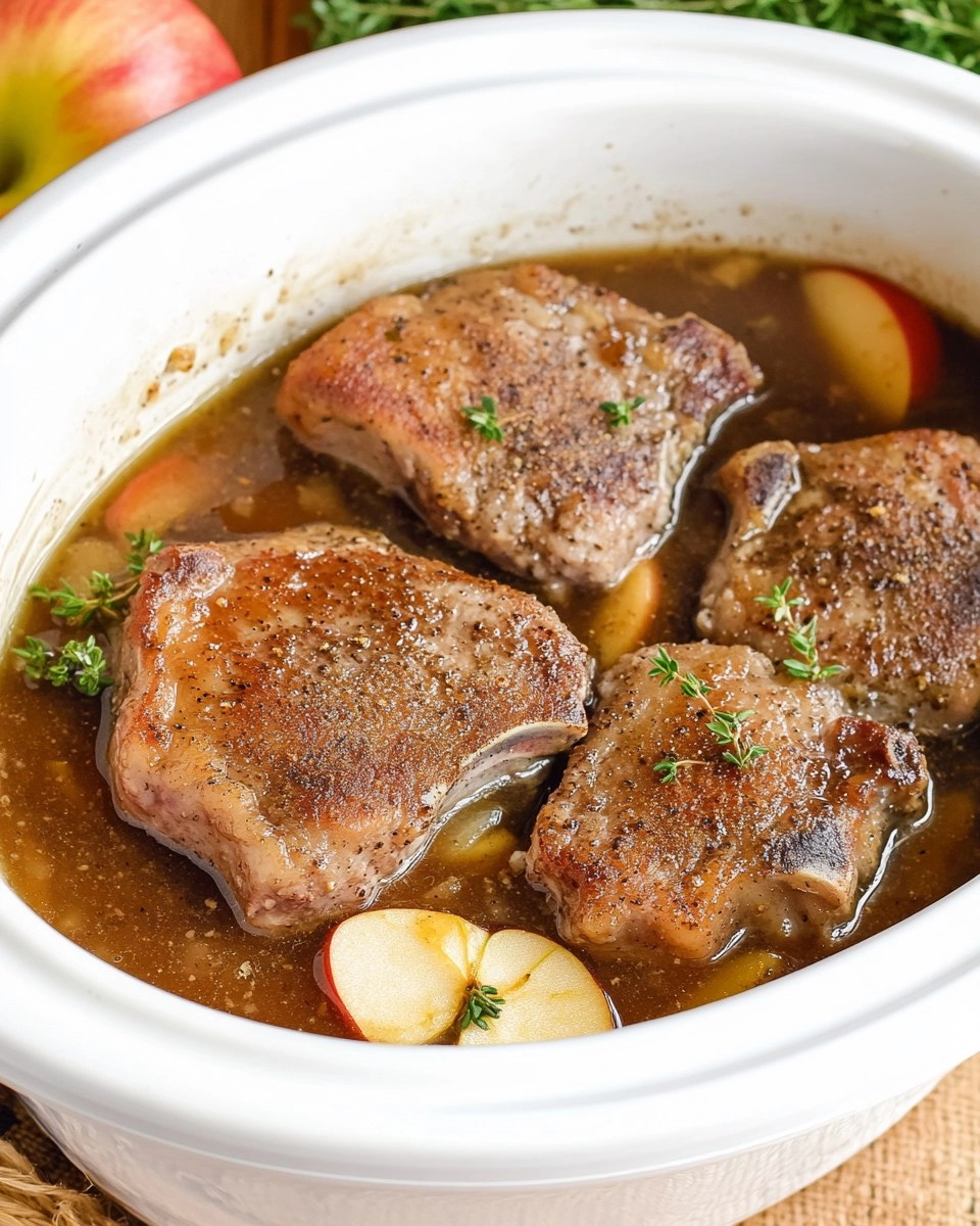 Fall-Apart Tender Crockpot Apple Pork Chops