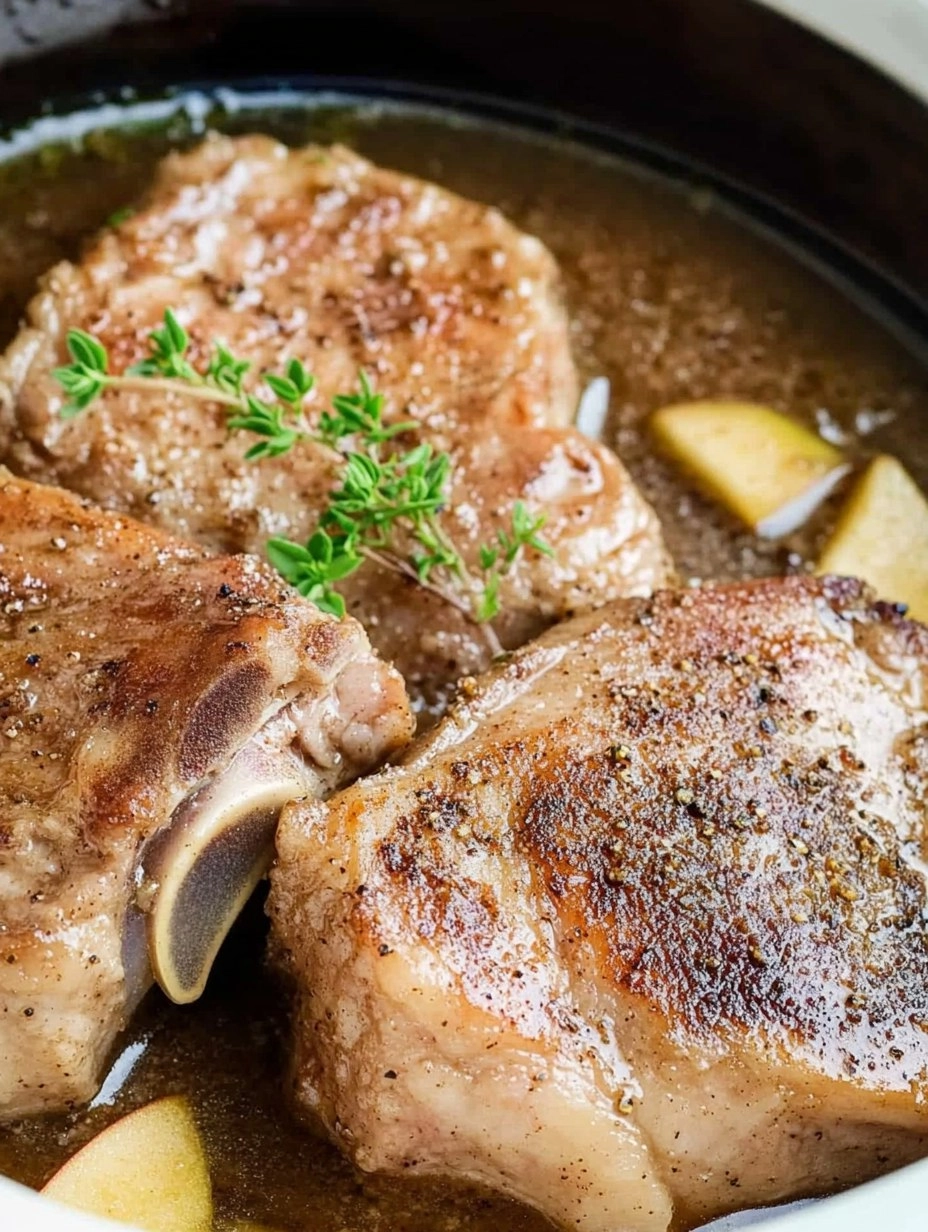 Fall-Apart Tender Crockpot Apple Pork Chops