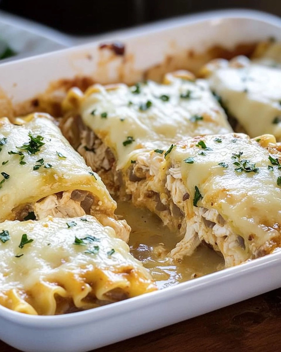 French Onion Chicken Lasagna Rollups 