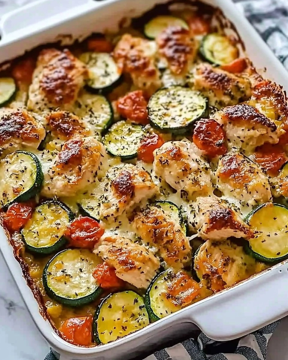 Mediterranean Chicken Zucchini Bake