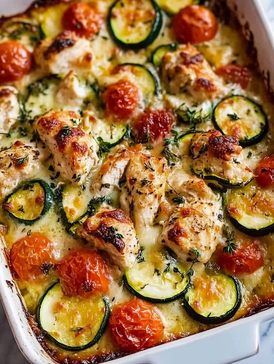 Mediterranean Chicken Zucchini Bake