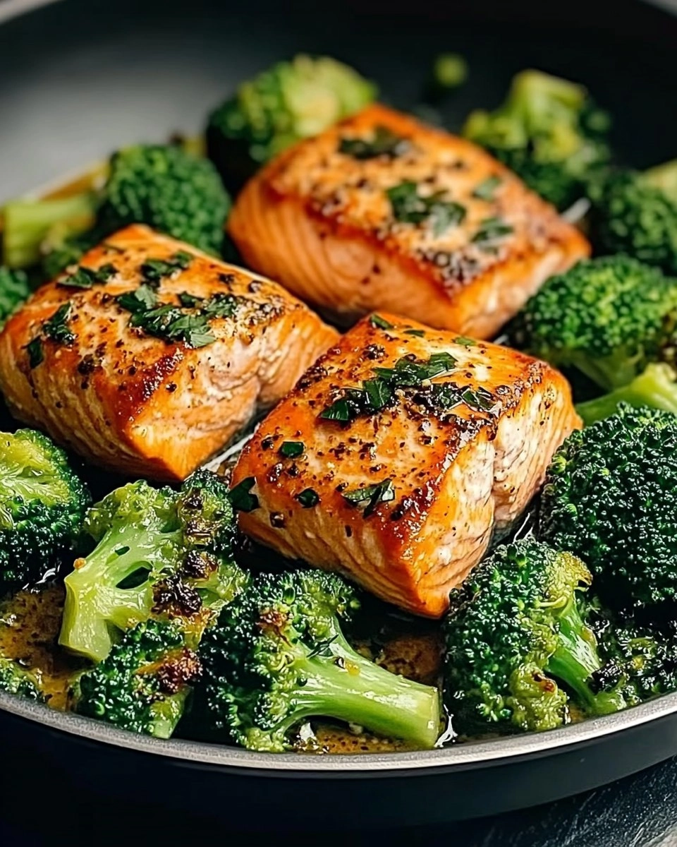 One-Skillet Garlicky Salmon & Broccoli
