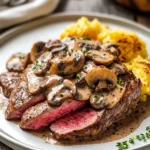 Pink-Roasted-Steak-with-Mushroom-Sauce-Recipe