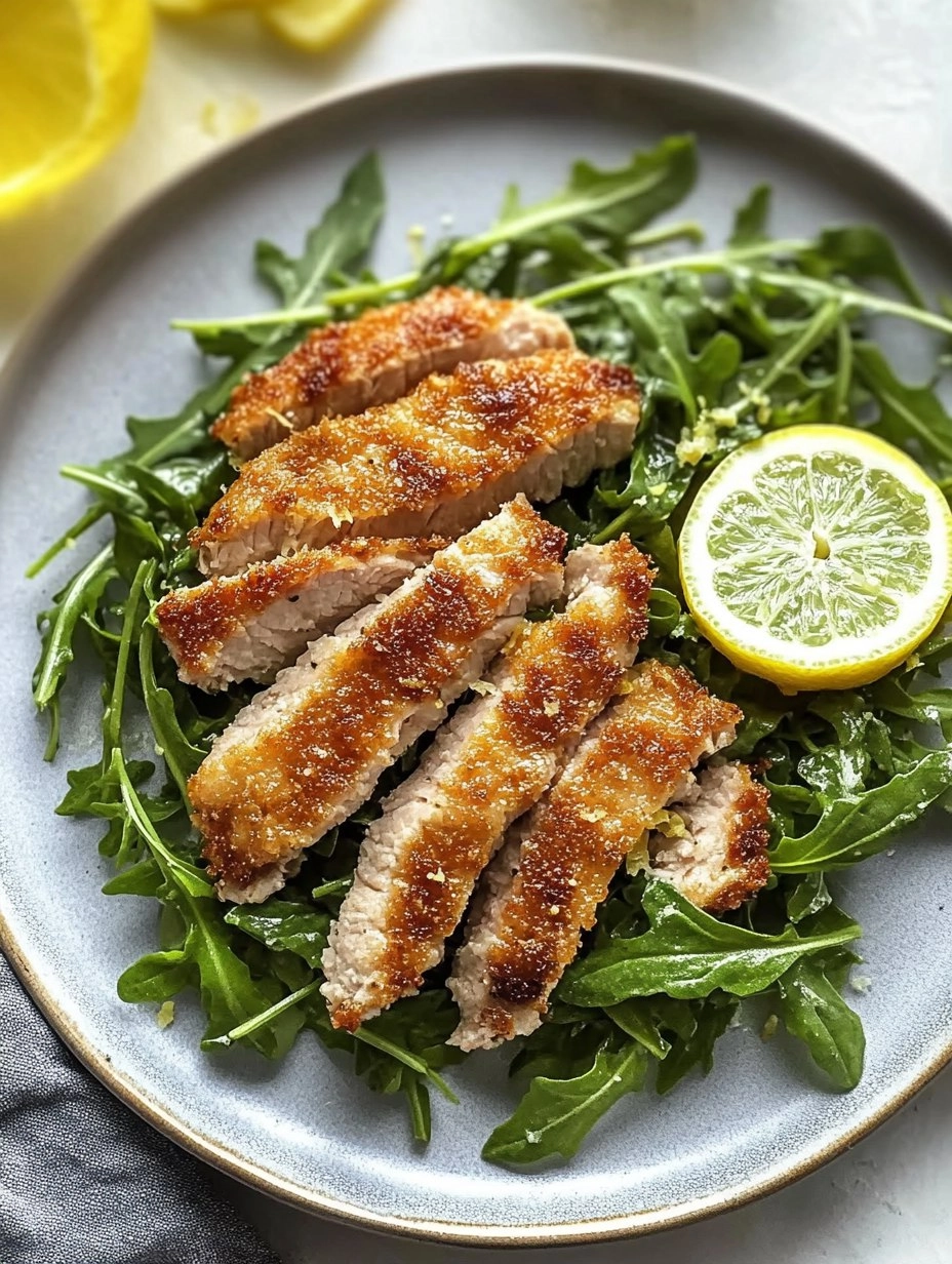 Pork Milanese with Lemon Parmesan Arugula