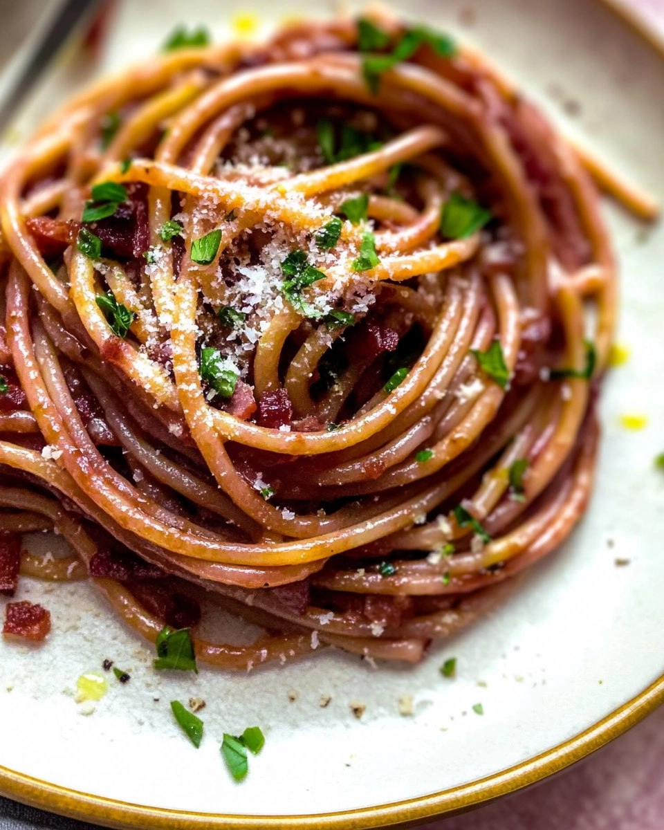 Red Wine Bucatini with Pancetta