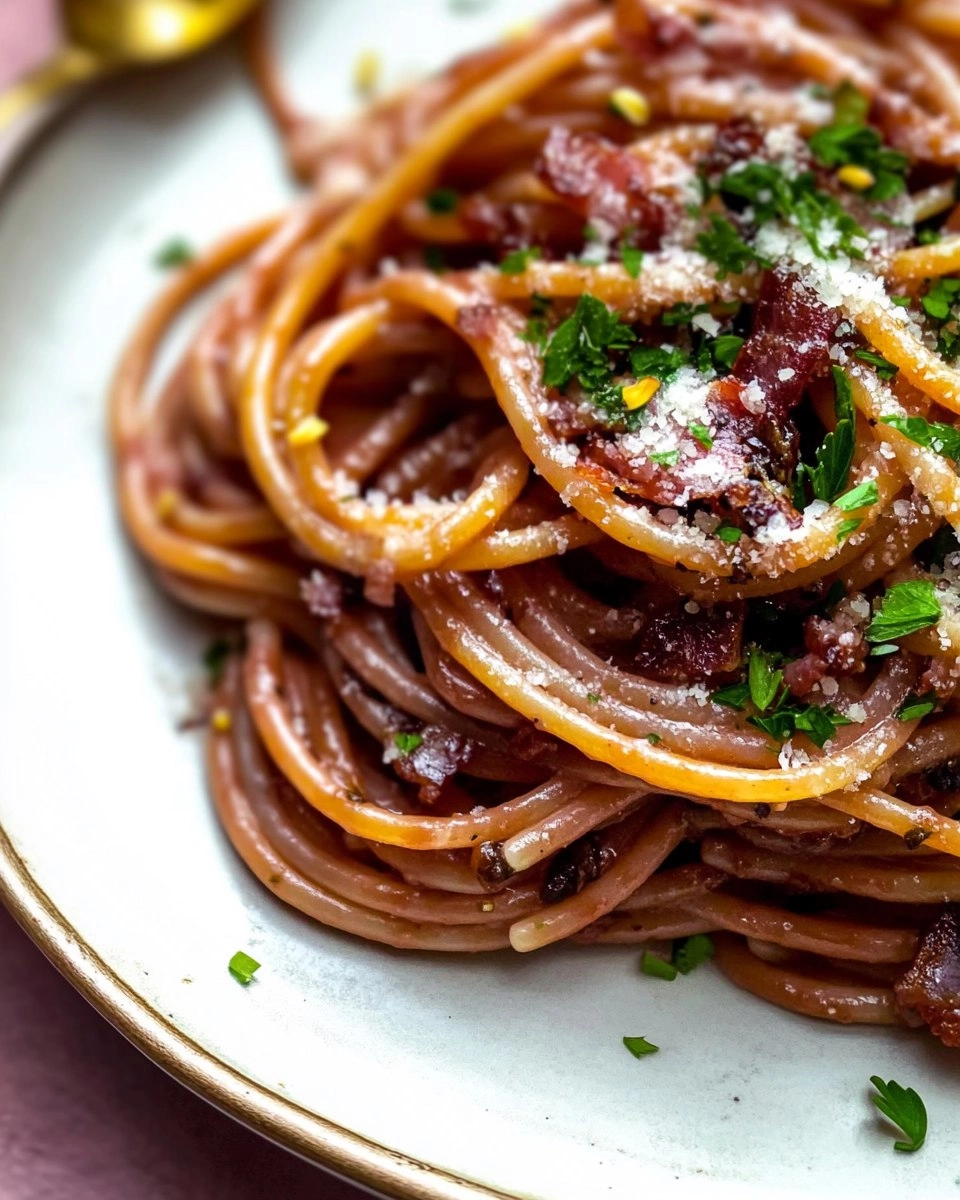 Red Wine Bucatini with Pancetta