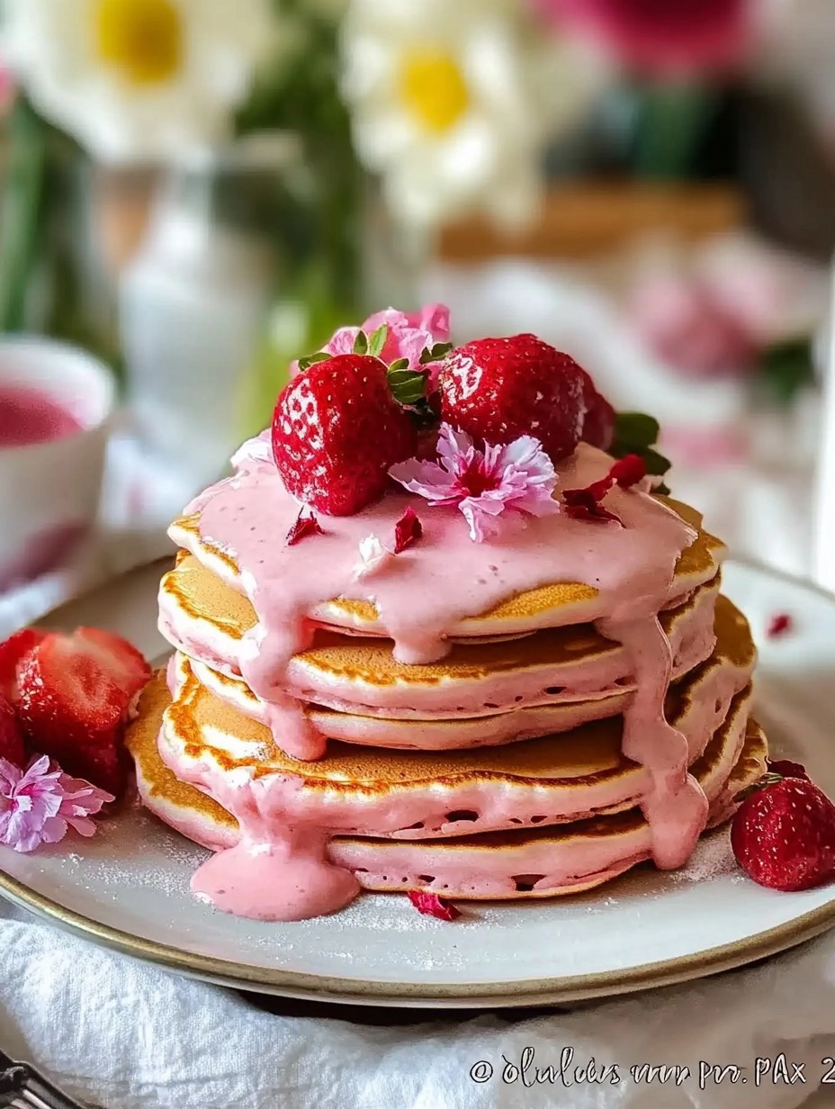 Romantic Brunch Ideas Pink Pancakes