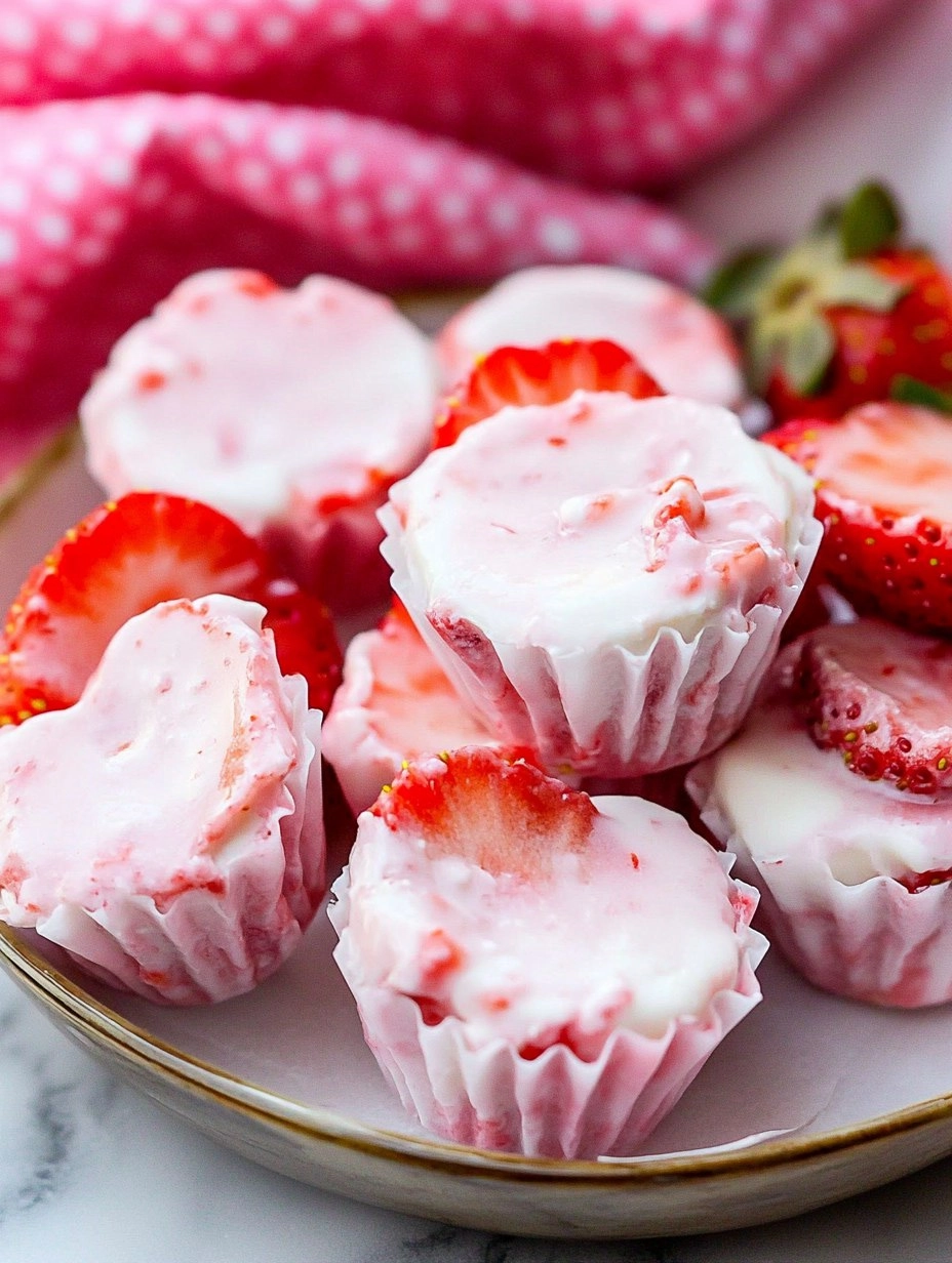 Valentine strawberry yogurt bites