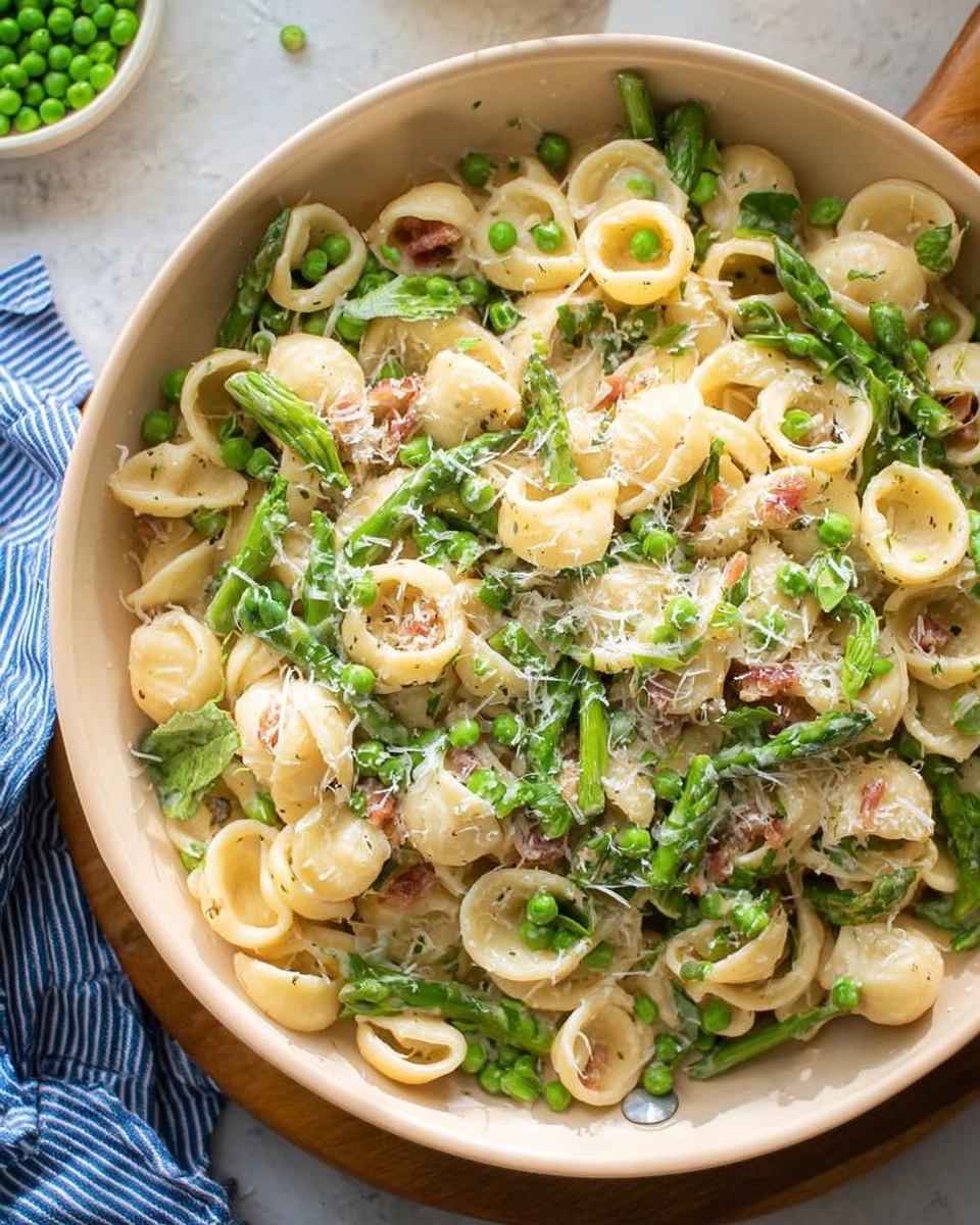 Creamy Lemon Asparagus Pasta with Peas & Parmesan
