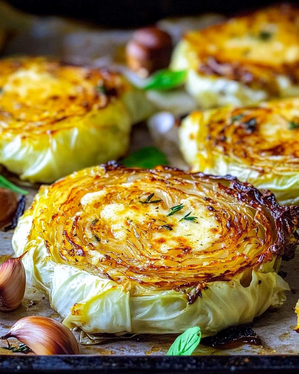 Crispy Roasted Parmesan Cabbage Steaks with Garlic Herb Butter