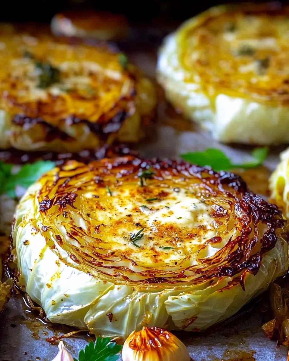 Crispy Roasted Parmesan Cabbage Steaks with Garlic Herb Butter