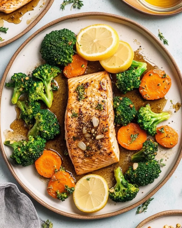 Honey-Garlic-Sheet-Pan-Salmon-with-Broccoli-Carrots-Recipe