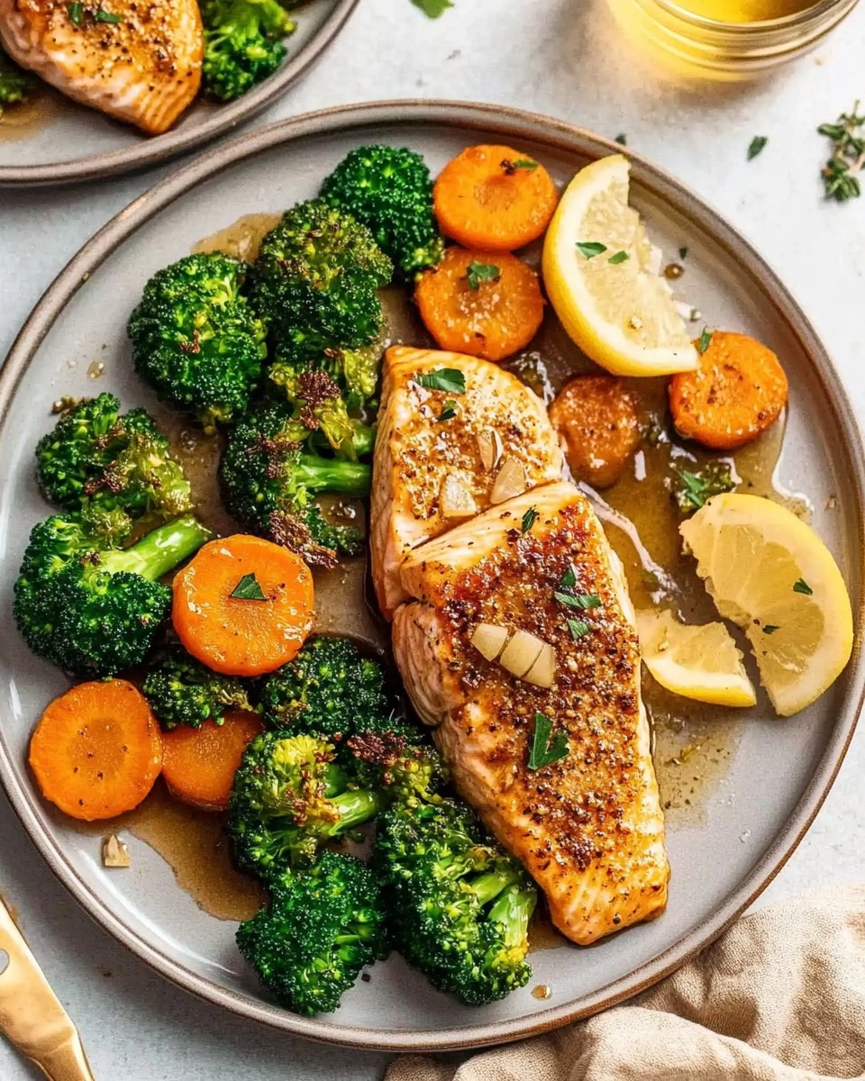 Honey Garlic Sheet-Pan Salmon with Broccoli & Carrots 112 Honey Garlic Sheet-Pan Salmon with Broccoli & Carrots