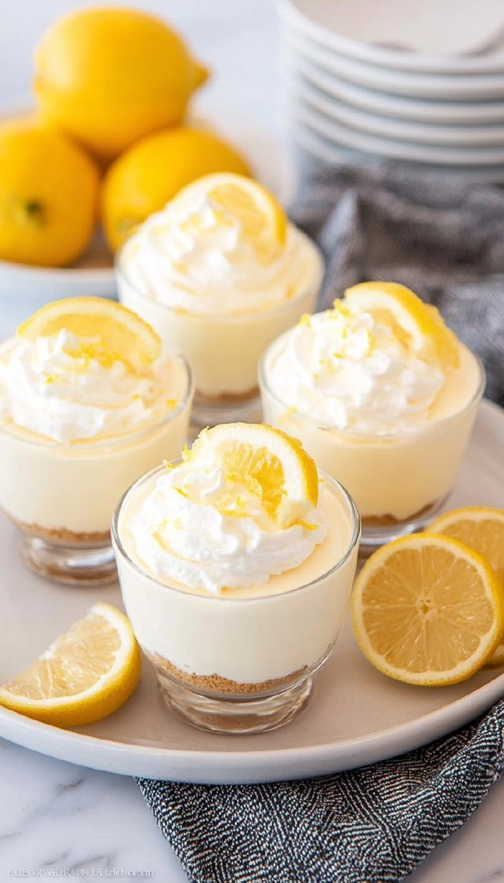 No-Bake Lemon Cheesecake Cups with Vanilla Cookie Crust