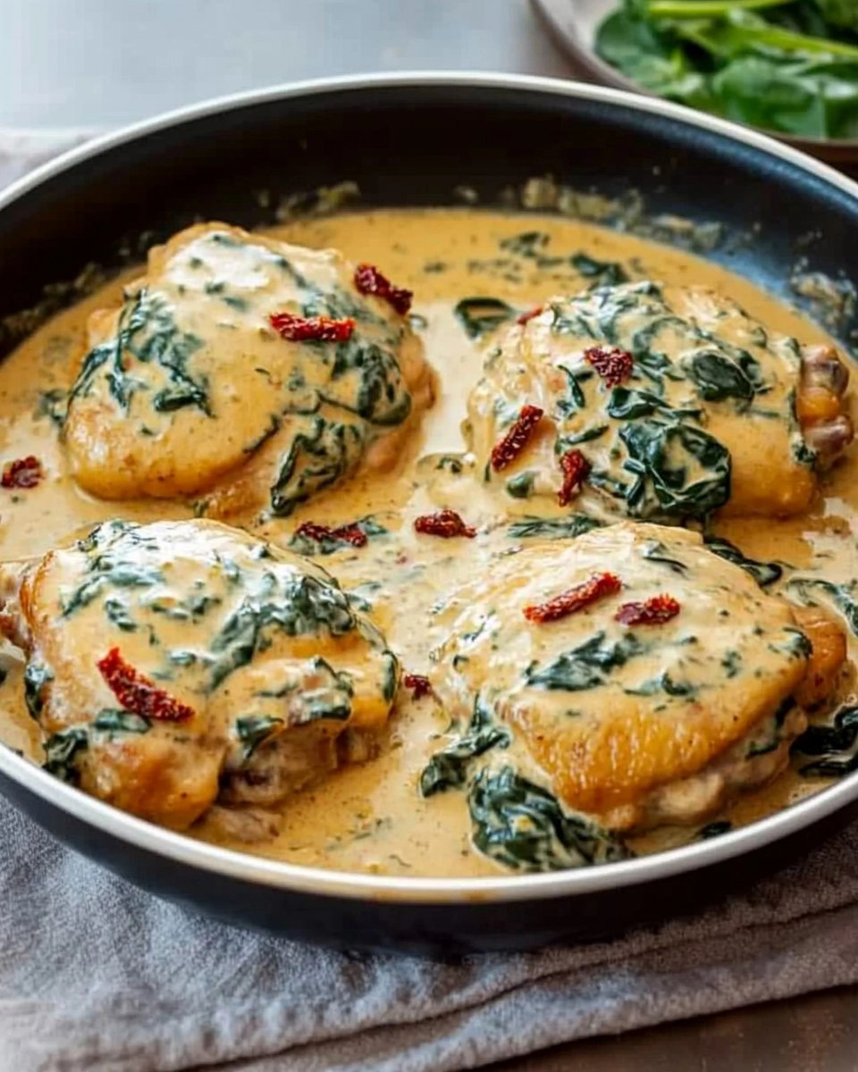 One-Pan Creamy Tuscan Chicken Thighs with Spinach & Sun-Dried Tomatoes 157 One-Pan Creamy Tuscan Chicken Thighs with Spinach & Sun-Dried Tomatoes