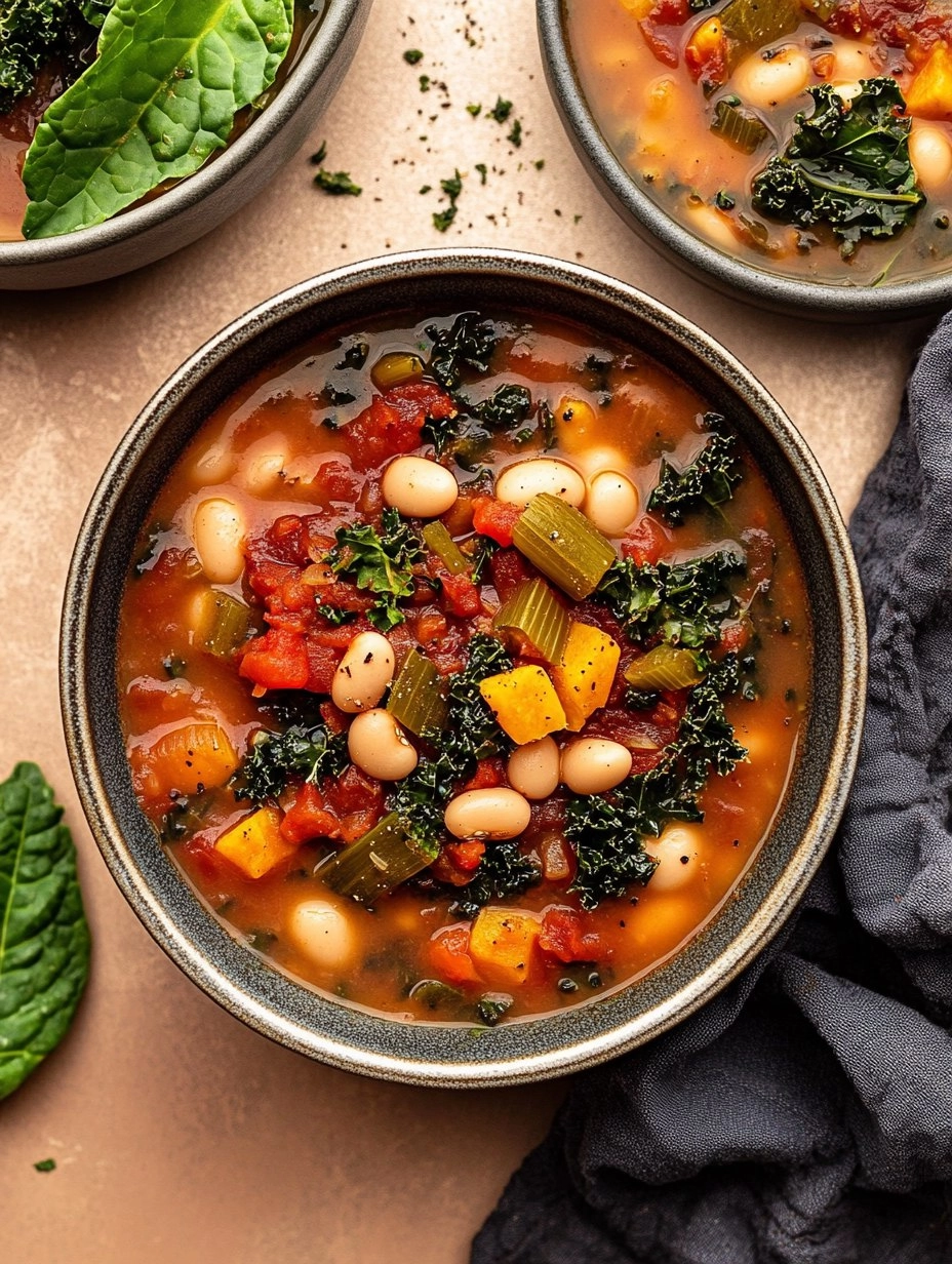 One-Pot Creamy Tuscan White Bean & Kale Soup