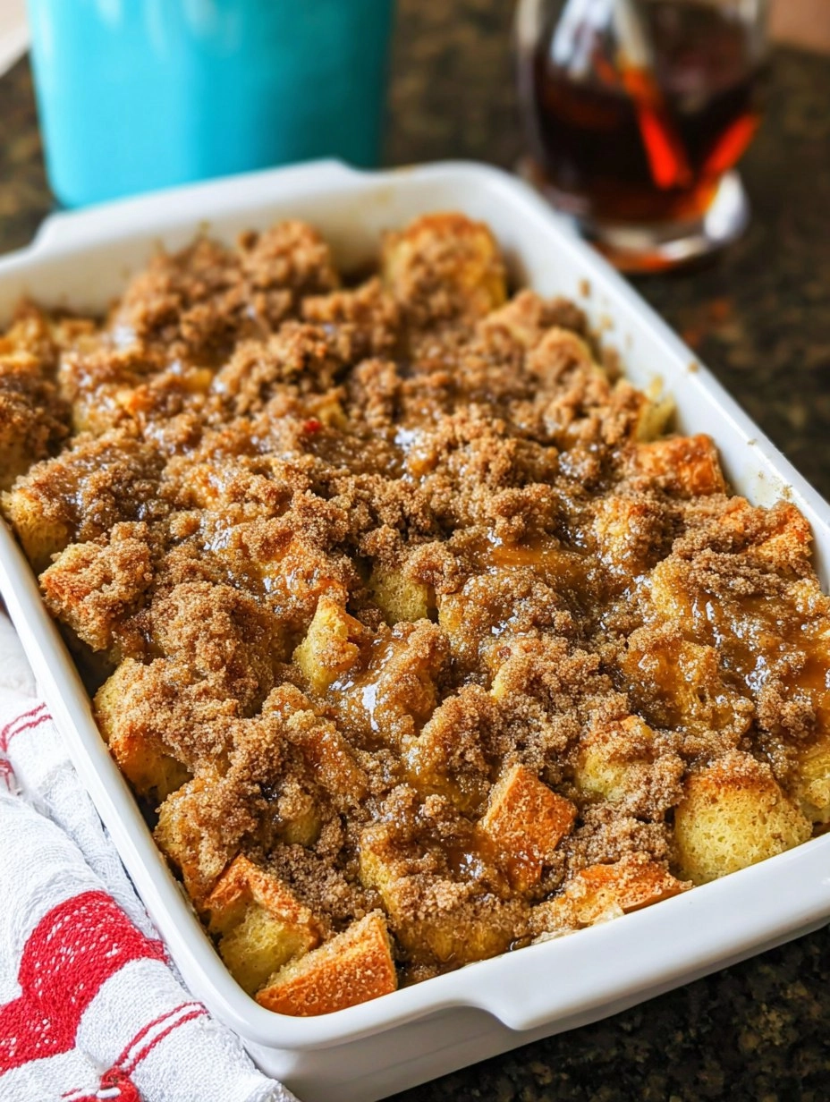Overnight French Toast Casserole with Cinnamon Streusel