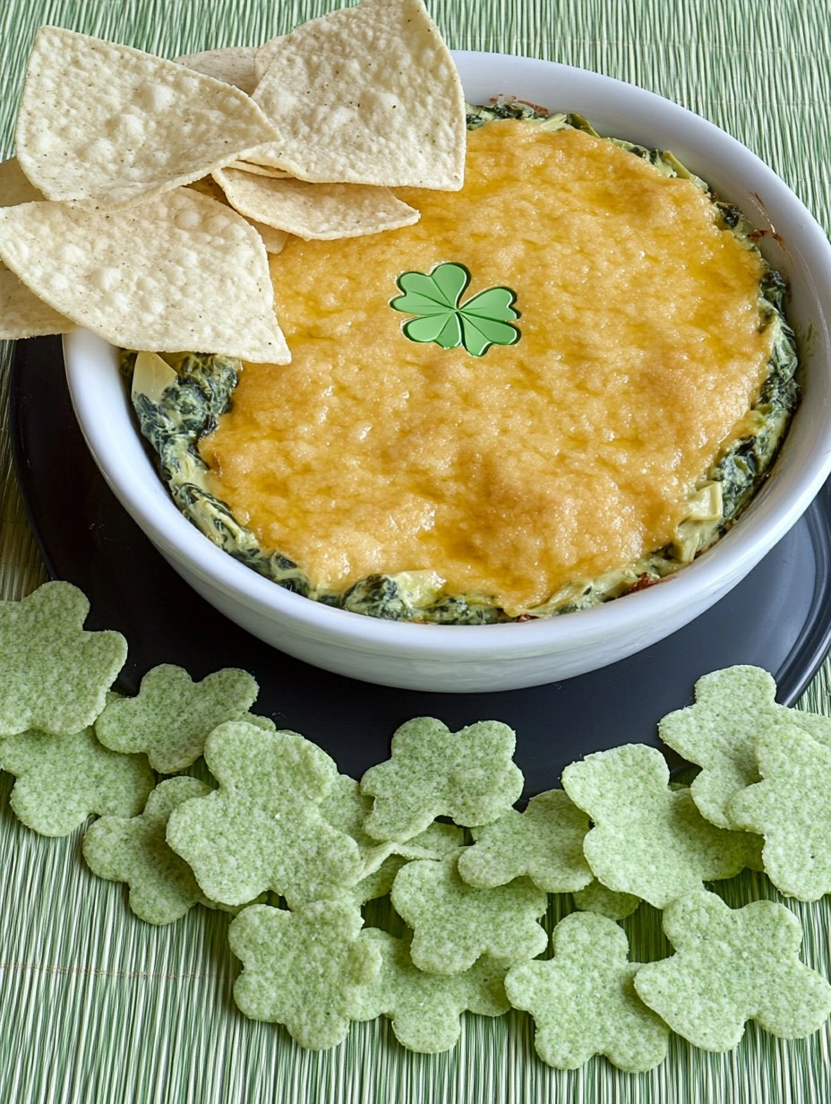 Shamrock Spinach Artichoke Dip with Green Tortilla Chips 101 Shamrock Spinach Artichoke Dip with Green Tortilla Chips